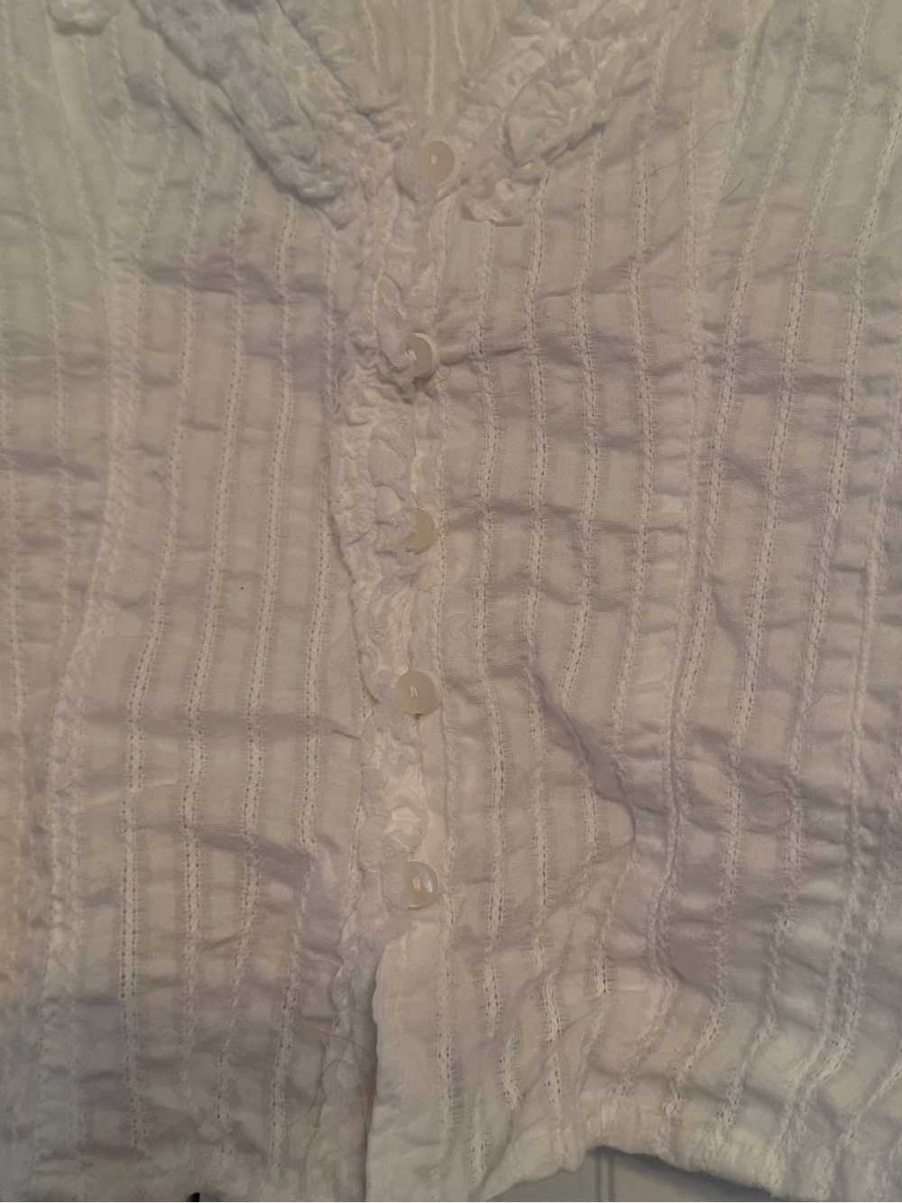 Urban Outfitters White Kimchi Blue Ria Ruffle Cotton Gauze Button-Front Blouse - Picture 5 of 12